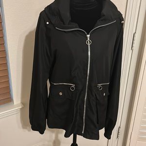 NWOT Fashion Nova Black Windbreaker w/Hood